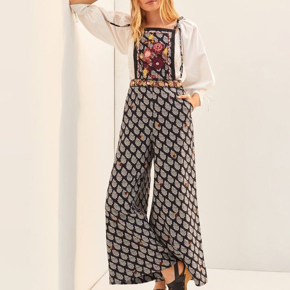 Anthropologie Pants - Anthropologie Embroidered Wide-Leg Jumpsuit